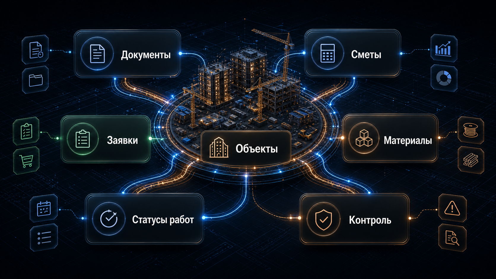 Схема функциональных контуров вокруг объектов